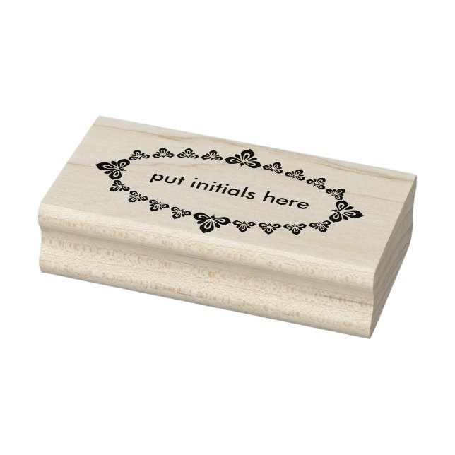 Caucho Sello de arte floral inicial de silueta oval (Sello)