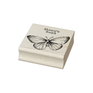 Caucho Sello de arte maderero personalizado de mariposa v