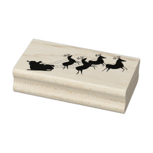 Caucho sello de arte santa sleigh y venado