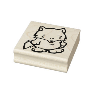 Caucho Sello de arte Wildlife Wolf Wood