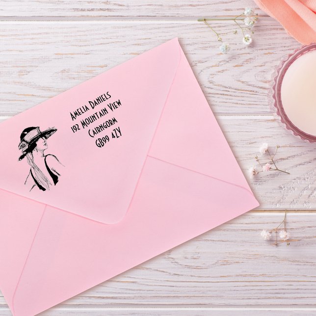 Caucho Sello de autotinta del Chica de Flapper de 1920 (Subido por el creador)