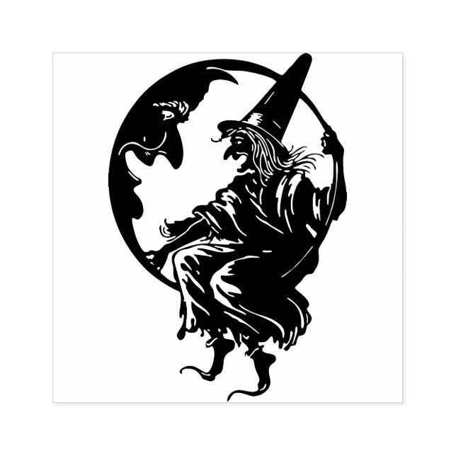 Caucho Sello de bruja y luna de Halloween (Impresión)