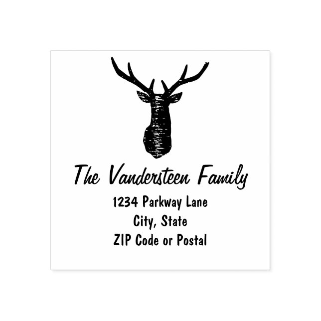 Caucho Sello de devolución de nombre de familia de ciervo (Impresión)