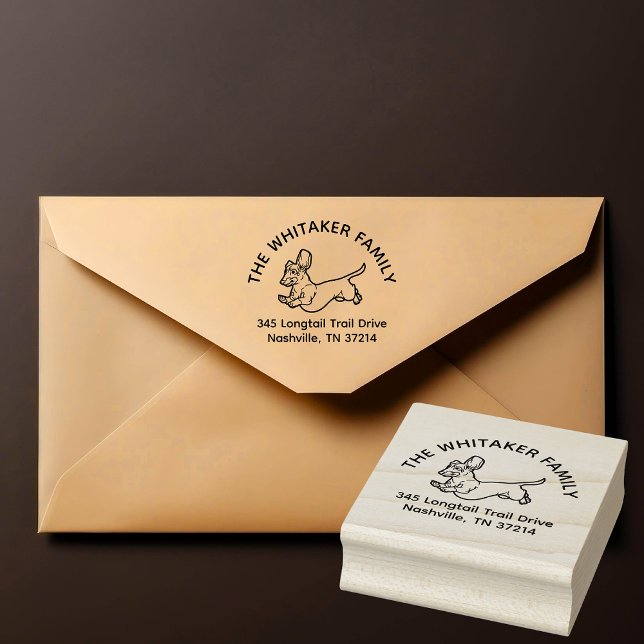 Caucho Sello de dirección de devolución de familia de Dac (Dachshund rubber stamp)