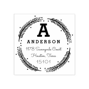 Caucho Sello de dirección de retorno de monograma