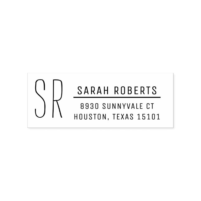 Caucho Sello de dirección de retorno de monograma moderno (Impresión)