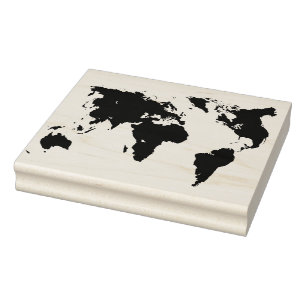Caucho Sello de diseño de mapa continental del mundo
