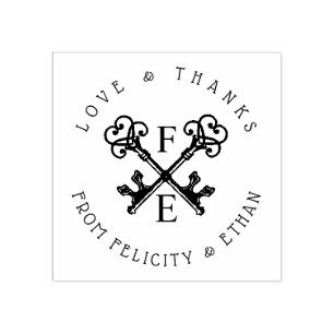 Caucho Sello de Escudo de la llave de época negra y blanc