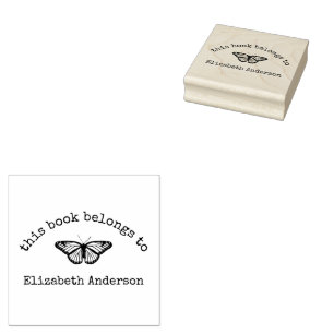 Caucho Sello de "Este Libro Pertenece a" Mariposa Monarca