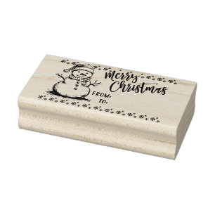 Caucho Sello de etiqueta de regalo para Navidades de Snow