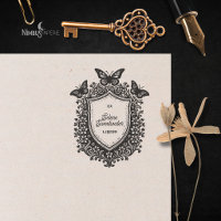 Sello de Ex Libris de Escudo Botánico Rústico