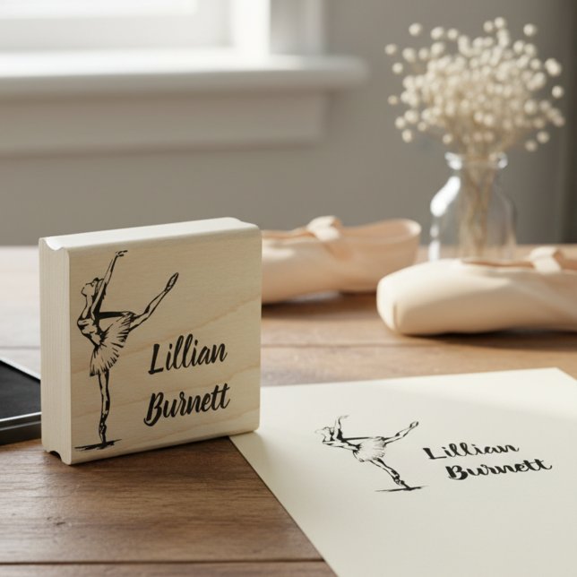Caucho Sello de firma de bailarina (Ballerina signature stamp.)