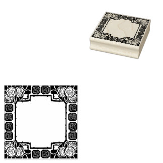 Caucho Sello de goma con borde de rosa Art Nouveau