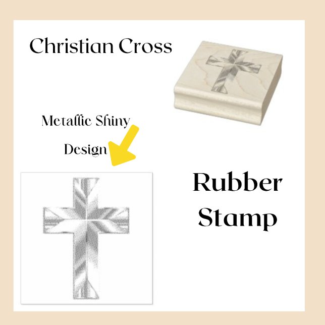 Caucho Sello de goma cruzada metalizado (Christian Cross with Metallic Design)