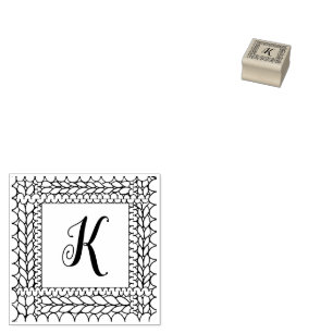 Caucho Sello de goma cuadrado de 1" KNIT PURL + Inicial