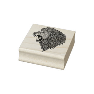 Caucho Sello de goma de arte de la cabeza de león