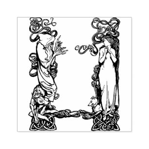 Caucho Sello de goma de arte vintage de mago y princesa 