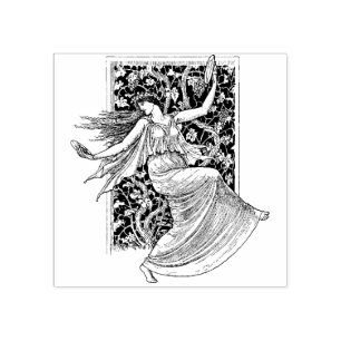 Caucho Sello de goma de bailarina Art Nouveau