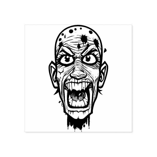 Caucho Sello de goma de cabeza zombie (Impresión)