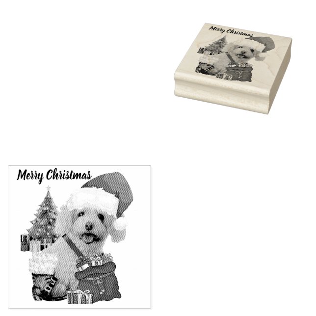 Caucho Sello de goma de caniche de Feliz Navidad (Sellado)
