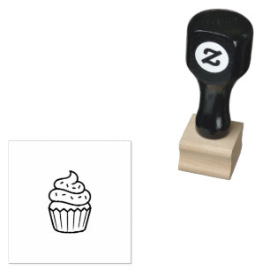 Caucho Sello de goma de contorno de cupcake dibujado a ma