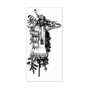 Caucho Sello de goma de cráneo de caballo Mari Lwyd