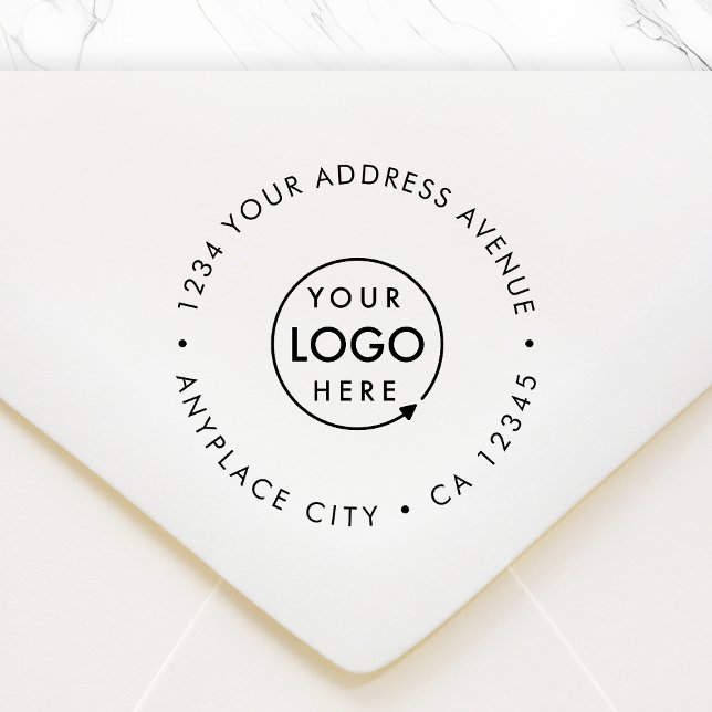 Caucho Sello de goma de dirección de devolución | Logotip (Company logo round return address rubber stamp for order shipping & small business correspondence)