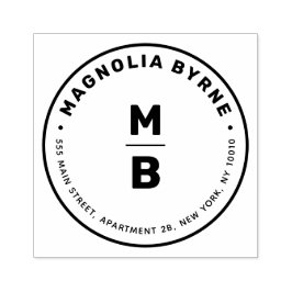 Caucho Sello de goma de dirección de monograma circular