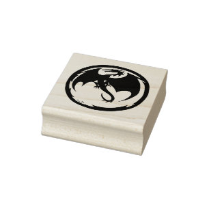 Caucho Sello de goma de Dragon Negro sin asa