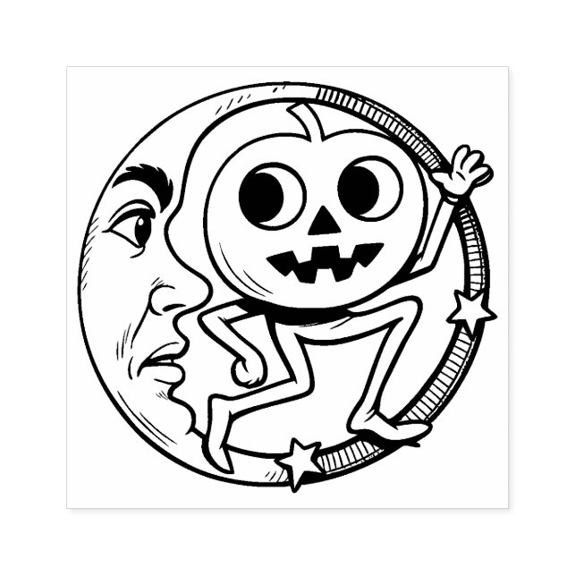 Caucho Sello de goma de Jack O'Lantern de Halloween vinta (Impresión)