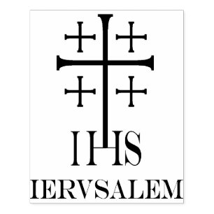 Caucho Sello de goma de la Cruz IHS de Jerusalén