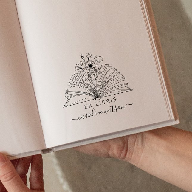 Caucho Sello de goma de libro floral Ex libris (Subido por el creador)