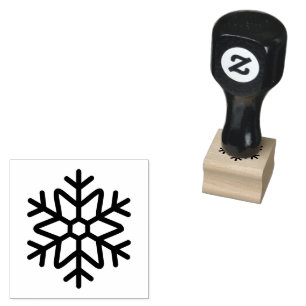 Caucho Sello de goma de madera con marca de copo de nieve