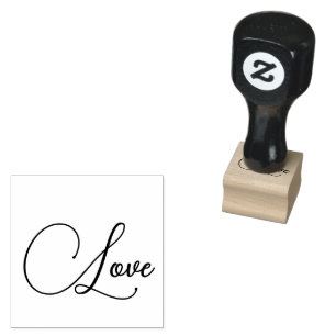 Caucho Sello de goma de madera con tema de amor