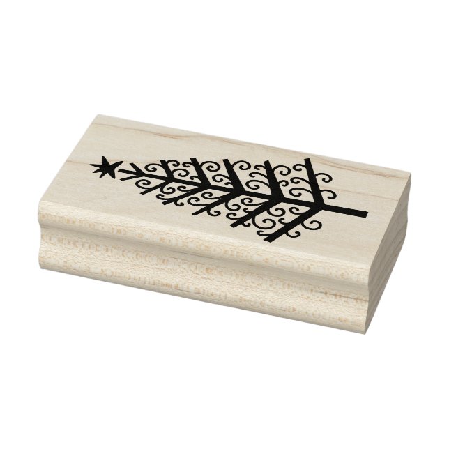 Caucho Sello de goma de madera de árbol de Navidad con es (Sello)
