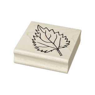 Caucho Sello de goma de madera - Hoja de abedul plateado 