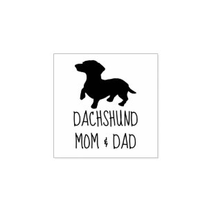 Caucho Sello de goma de mamá y papá Dachshund