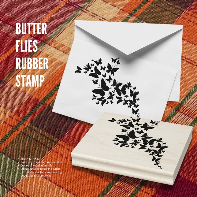 Caucho Sello de goma de mariposas (Butterflies Rubber Stamp)