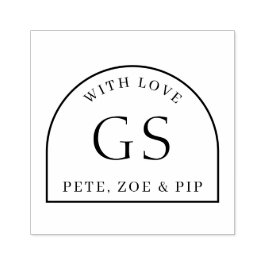 Caucho Sello de goma de monograma simple de arco