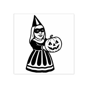 Caucho Sello de goma de mujer fiesta de Halloween vintage