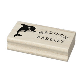 Caucho Sello de goma de nombre Adorable de niño con delfí