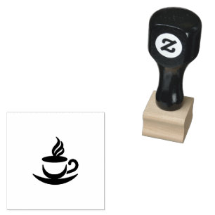Caucho Sello de goma de silueta de taza de café humeante