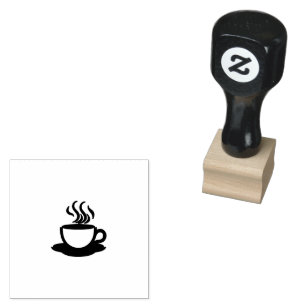 Caucho Sello de goma de silueta de taza de café humeante