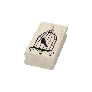 Caucho Sello de goma del arte del Birdcage caprichoso