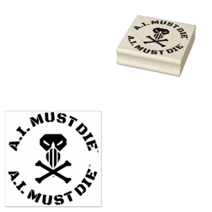 Caucho Sello de goma del logotipo A.I. Must Die™ (fuente 