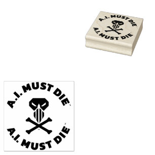 Caucho Sello de goma del logotipo de A.I. Must Die™ (fuen