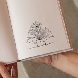 Caucho Sello de goma Ex libris de libro floral elegante