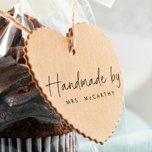 Caucho Sello de goma "hecho a mano por" - Escritura a man