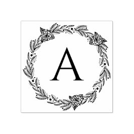 Caucho Sello de goma monograma personalizado de floral re