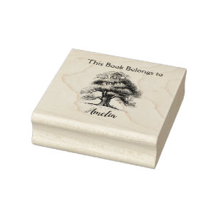 Caucho Sello de goma Wise Old Oak Bookplate